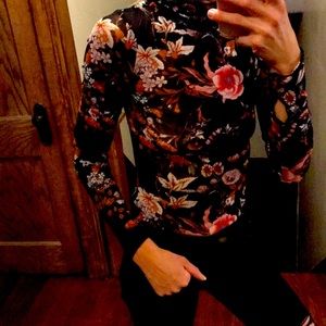 Beautiful sexy sheer turtleneck floral print.